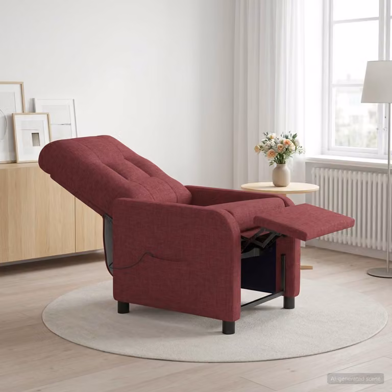 Poltrona relax reclinabile vidaXL in tessuto rosso con braccioli e struttura moderna