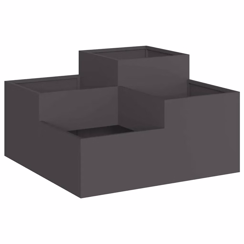 vidaXL Vaso da giardino in acciaio nero L: 100 cm, P: 100 cm, H: 48 cm – 2