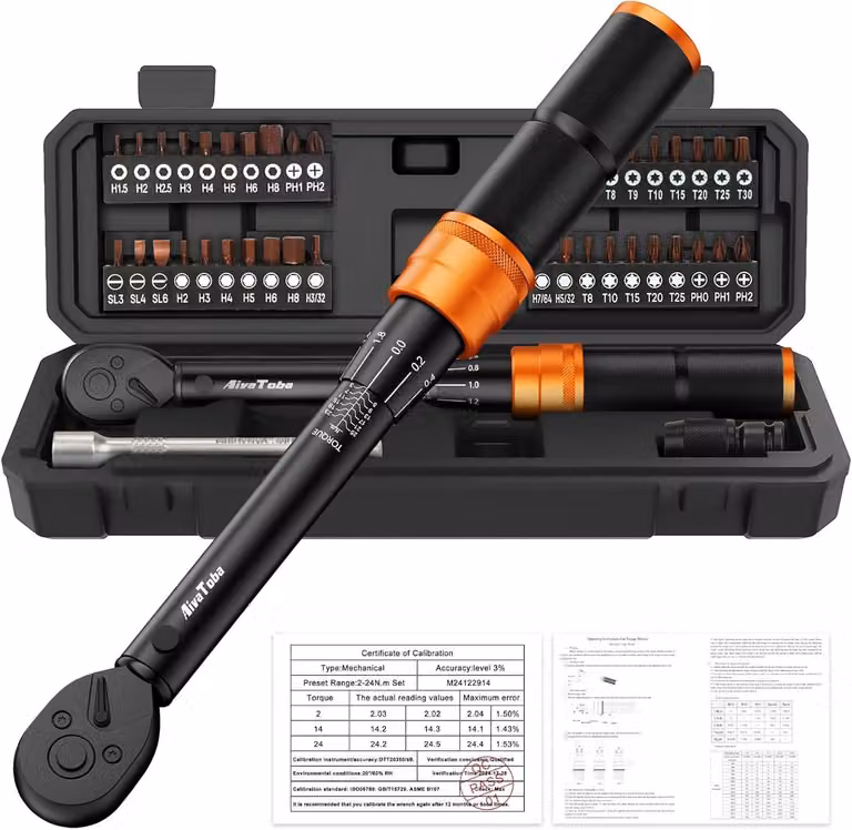 Set di chiavi dinamometriche da 43 pezzi, 1/4 di pollice, con coppia da 2,21 a 5,44 m·lbs, strumento di precisione, ideale per biciclette da corsa