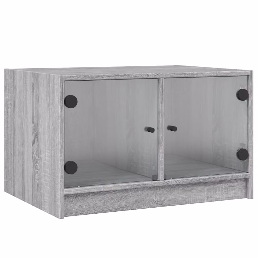 Tavolino da Salotto con Ante in Vetro Grigio Sonoma 68x50x42 cm