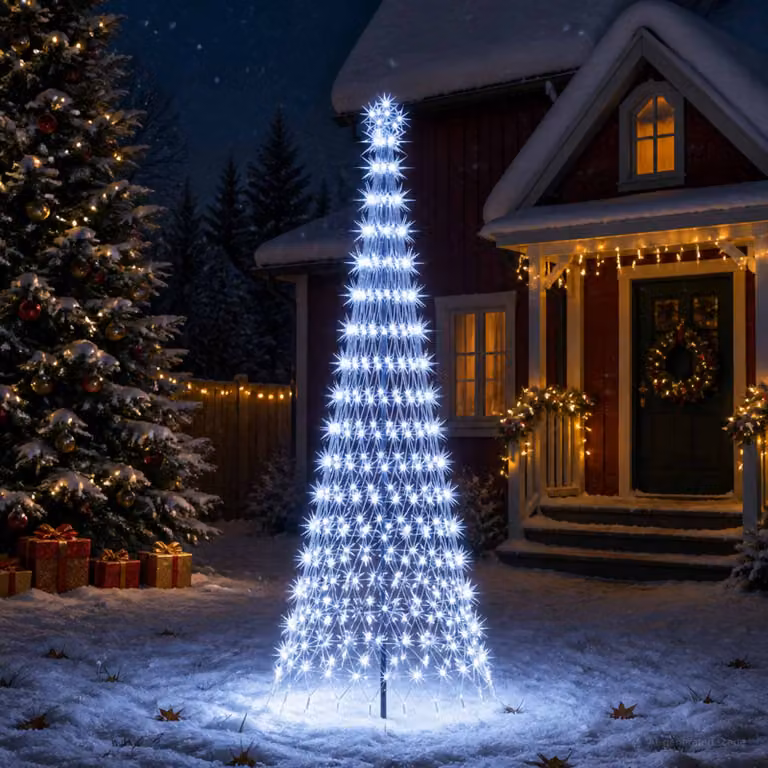 vidaXL Albero di Natale LED 300 cm 350 LED Bianco freddo Ferro Nero