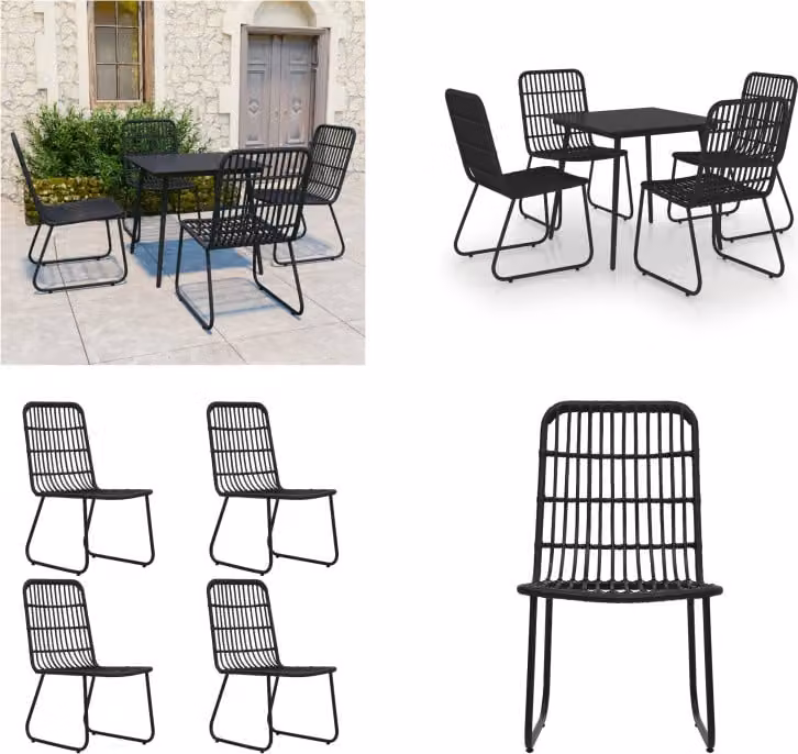 vidaXL set da pranzo da giardino 5 pezzi in rattan e vetro - Set da pranzo da giardino - Set da pranzo da giardino - Set da pranzo - Set da pranzo