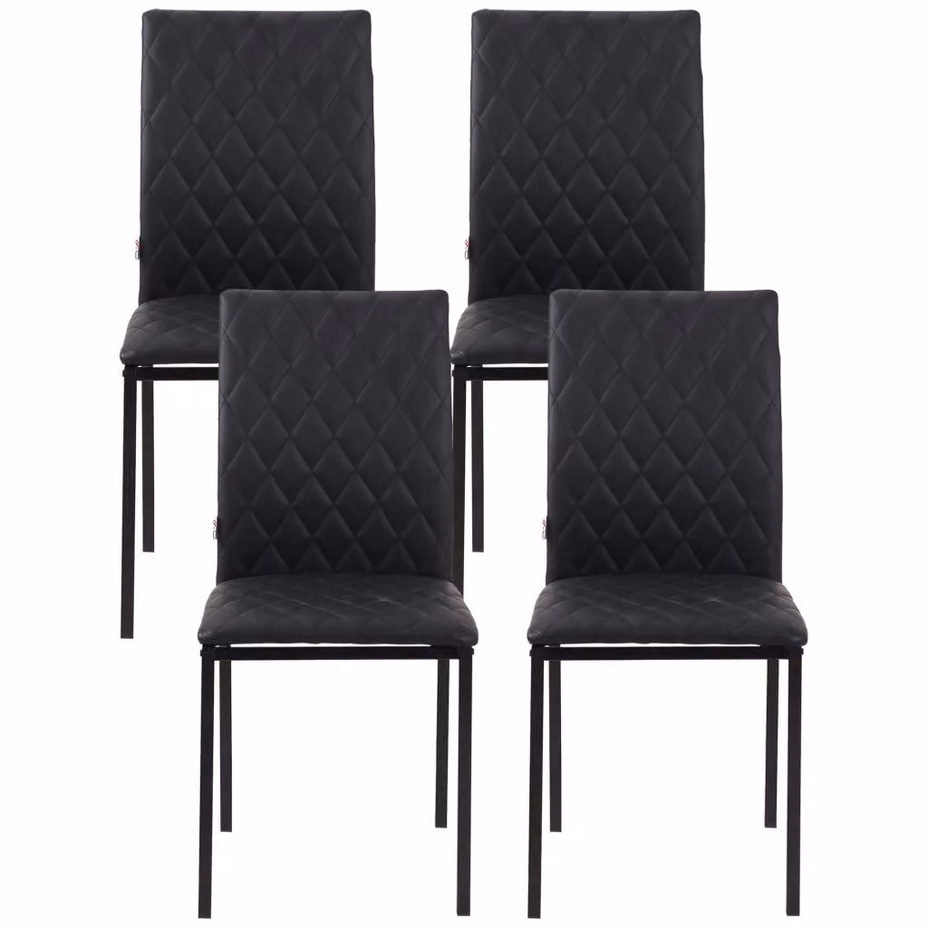 Set di 4 sedie da pranzo moderne in finta pelle nera con gambe in metallo e design geometrico – 2