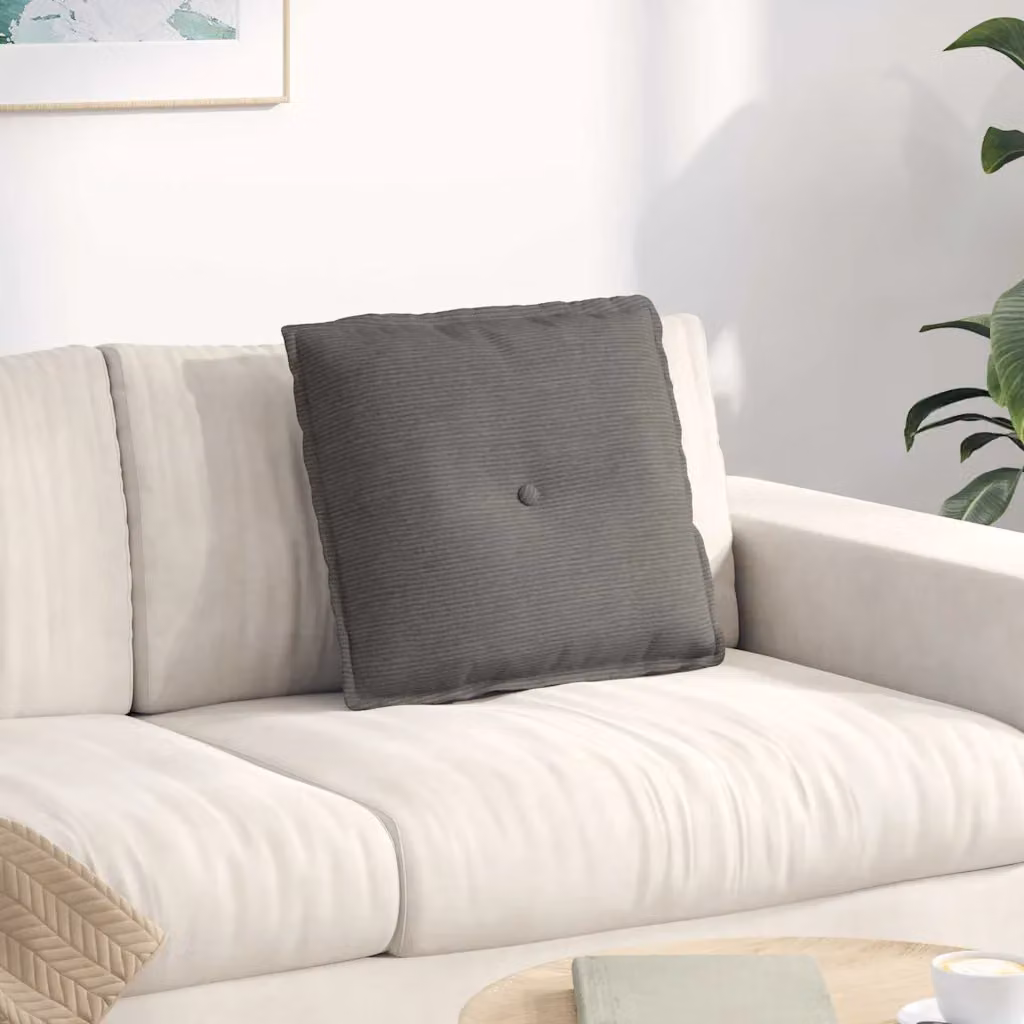 vidaXL Cuscino per Schiena Grigio con Rivestimento in Velluto a Costine in Poliestere L: 50 cm, P: 45 cm