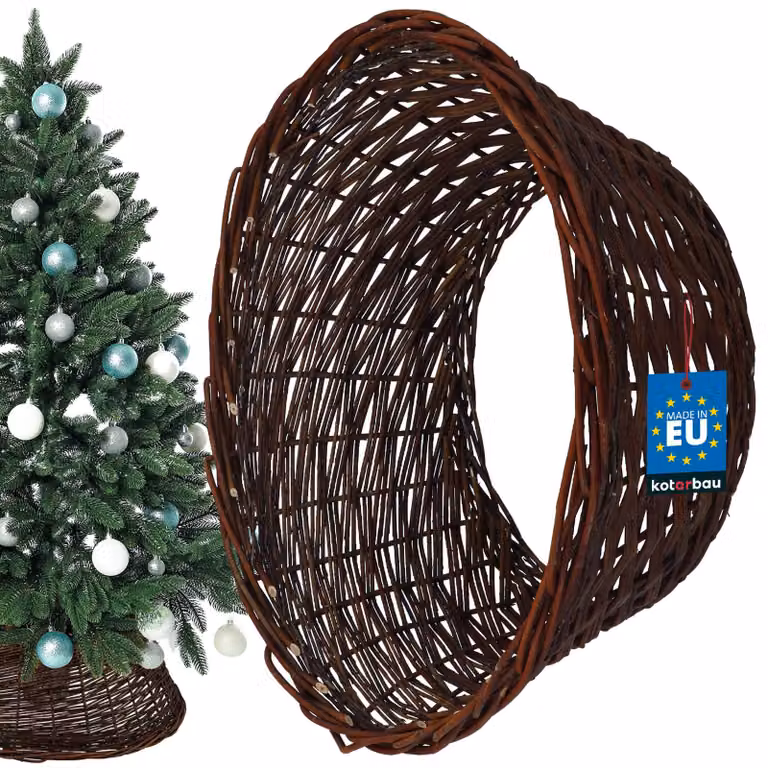 Gonna per albero di Natale KOTARBAU® in salice Ø 45 cm, supporto per albero di Natale marrone scuro in rattan naturale, cesto per albero di Natale, copertura per albero di Natale