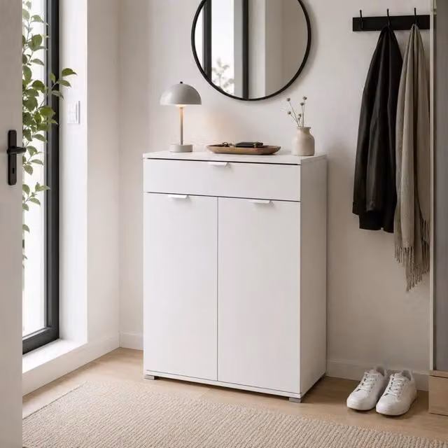 Mobile Bagno e Cucina THE WHITE STONE Bianco con Ante e Cassetto, L: 75 cm, H: 105 cm, P: 38 cm – 1