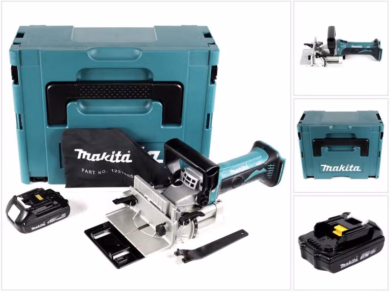 Makita DPJ 180 Y1J Fresatrice intestatrice a batteria 18 V + 1x Batteria 1,5 Ah + Valigetta Makpac - senza caricabatterie