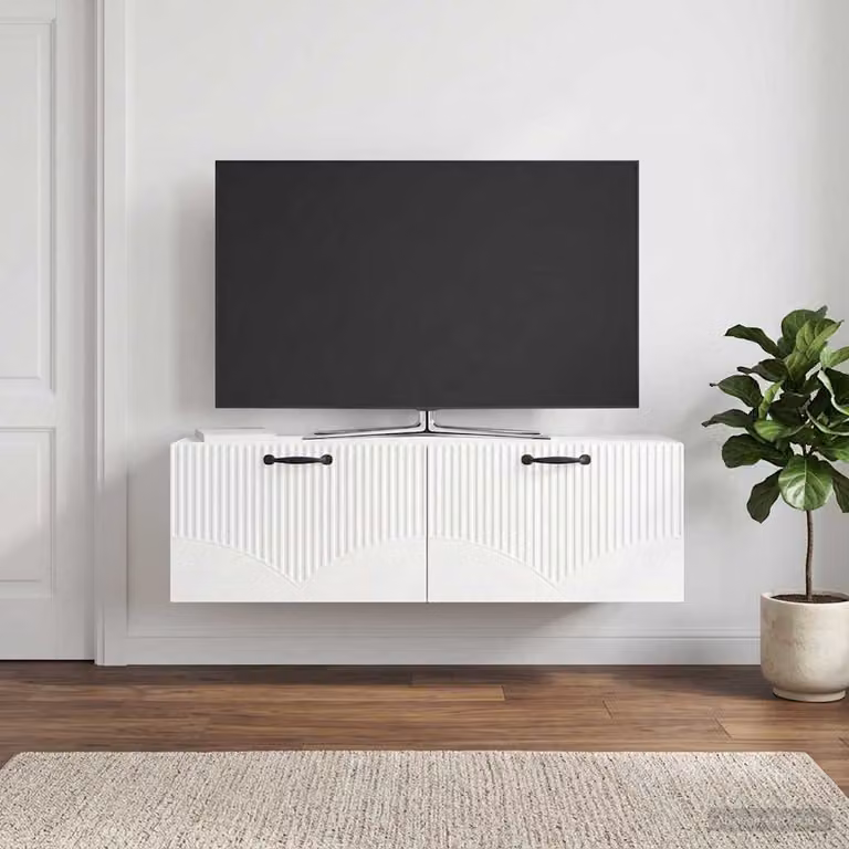 vidaXL Mobile Porta TV da Muro Bianco Lucido L 98 x P 31 x H 30 cm