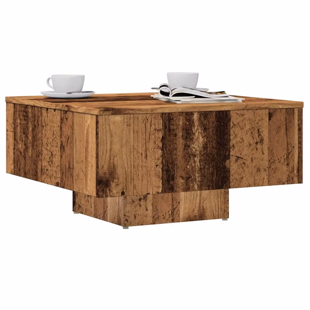 vidaXL Tavolino da Salotto Quadrato in Legno Antico Marrone L/P/H: 60 x 60 x 31,5 cm