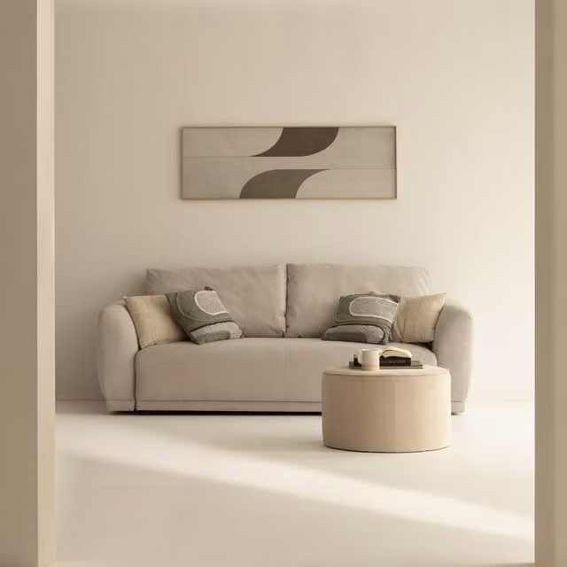 Divano letto Banak moderno a 3 posti con sedute lift up in tessuto beige L: 243 cm