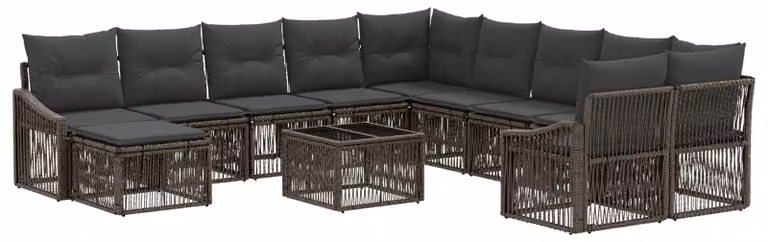 Set Divano da Giardino 12 pcs Grigio polyrattan