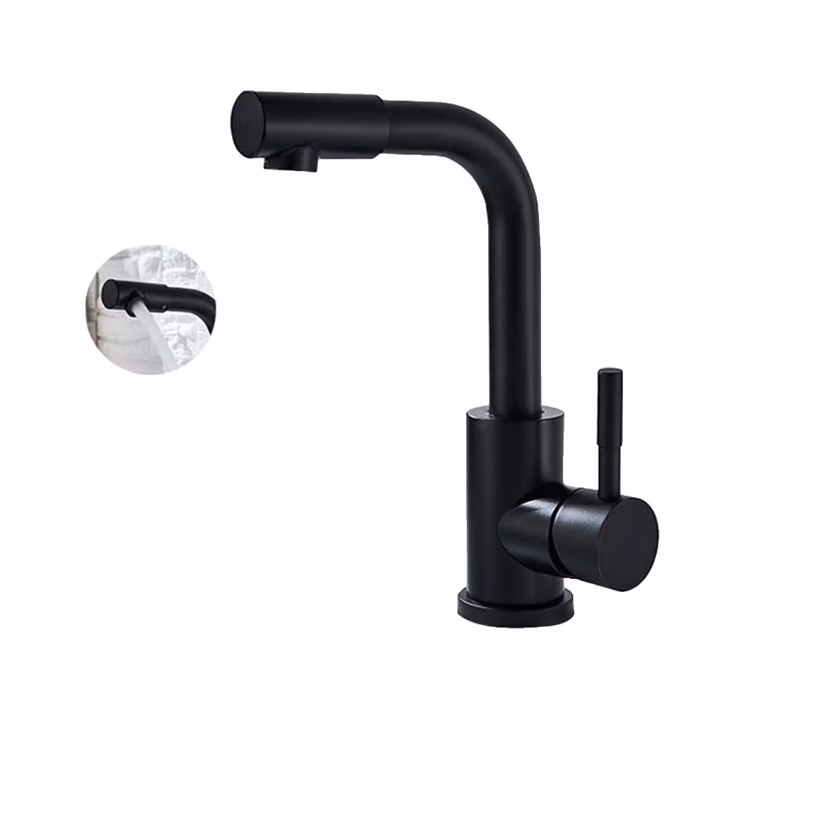 Rubinetteria da bagno, design adatto ai bambini, finitura in nichel spazzolato, colore nero opaco