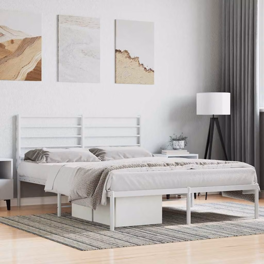 vidaXL Giroletto con Testiera in Metallo Bianco L: 120 cm, P: 200 cm