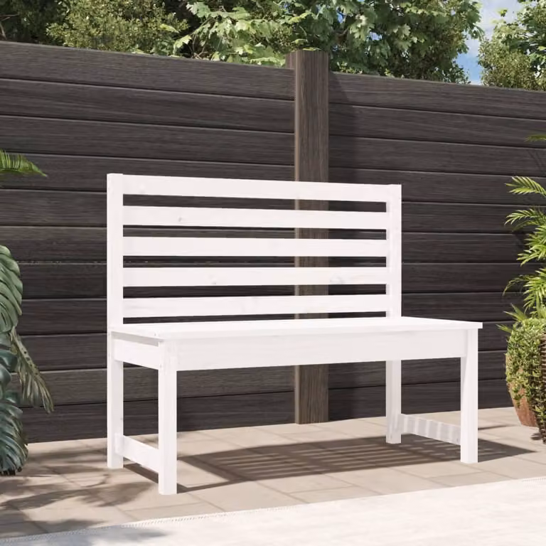 vidaXL Panca da Giardino in Legno di Pino Bianco Lacqué, L: 109 cm
