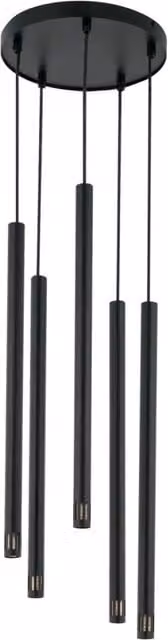 Lampada a sospensione moderna Sigma Lighting Sopel Laser in metallo nero con 5 lampadine G9 e altezza regolabile