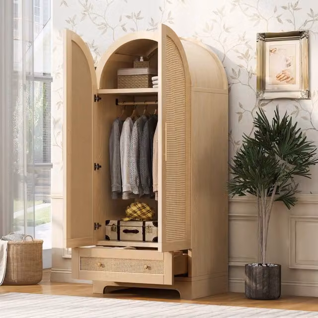 Armadio con ante e cassetti ¨C Minimal ¨C colore legno, 70x55x170 cm