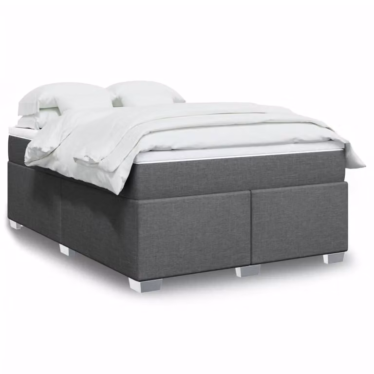 vidaXL Giroletto a Molle con Materasso in Tessuto Grigio e Bianco, L/P/H: 140 x 190 cm