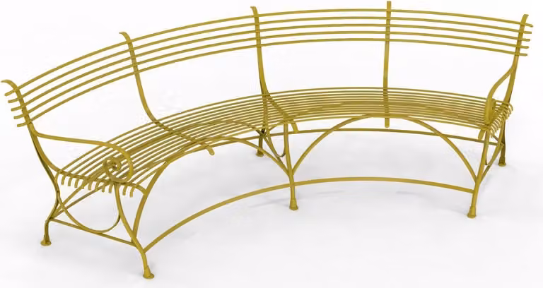 Casa Padrino Panca da giardino in stile liberty 190 x 148 x h. 90 cm - Vari colori - Panca in ferro battuto curvato con piedi a zoccolo di cavallo - Mobili da giardino e patio in ferro battuto in stile liberty