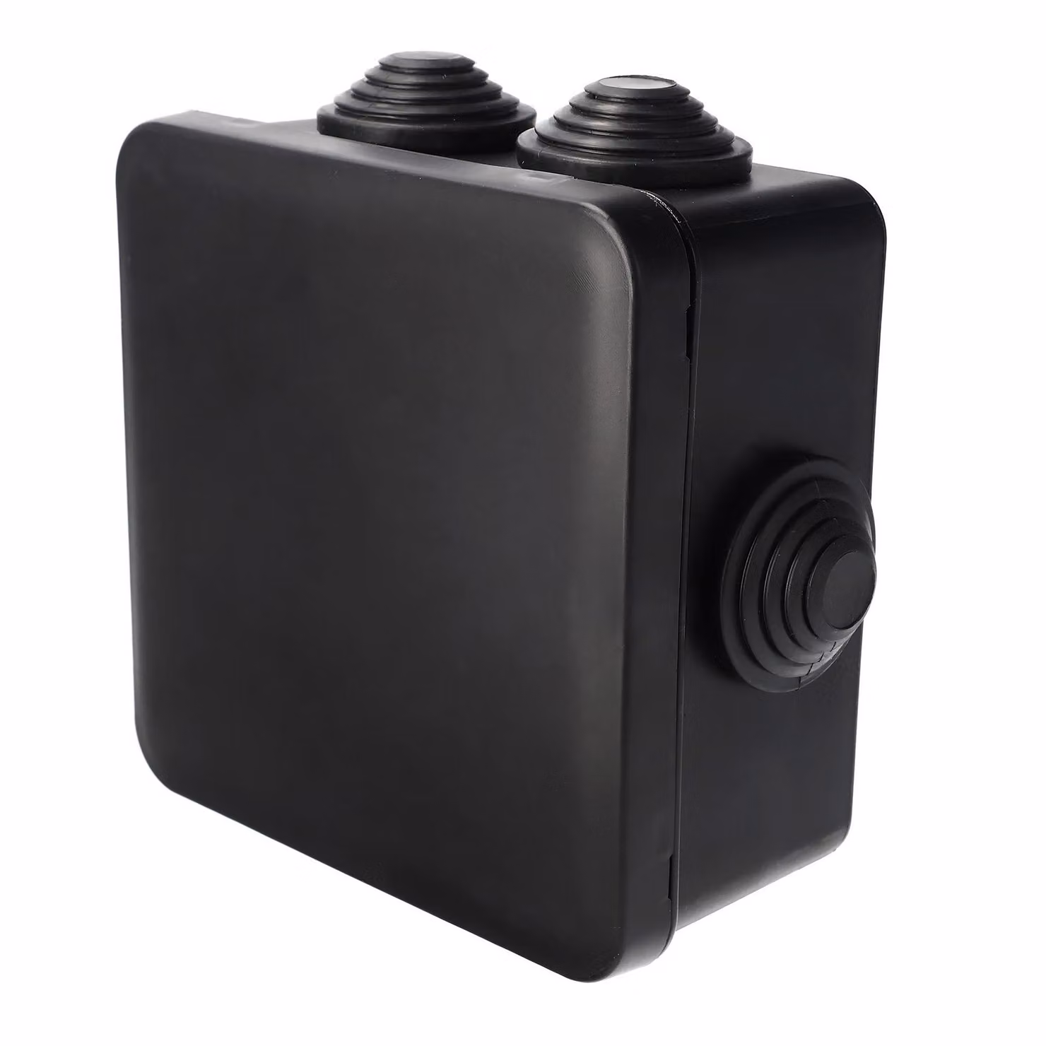 Scatola ermetica per montaggio superficiale con pressacavi, chiusura a scatto, 109x109x57mm, IP55, nera, EDO777829, EDO Technic