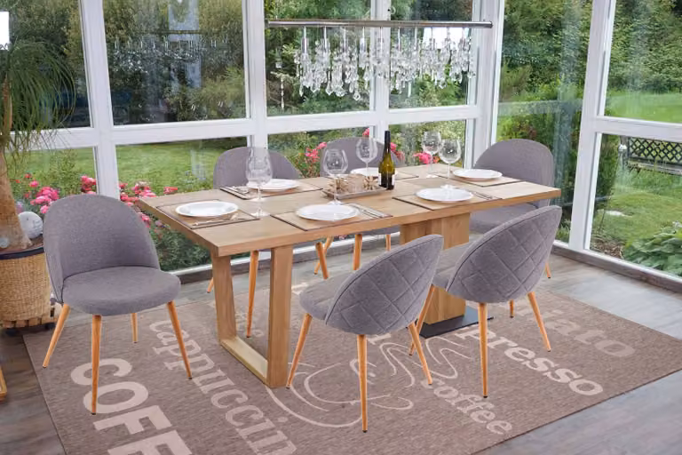 set di 6 sedie per sala da pranzo HWC-D53, sedia da cucina, design retrò anni '50, tessuto/tessuto ~ grigio scuro