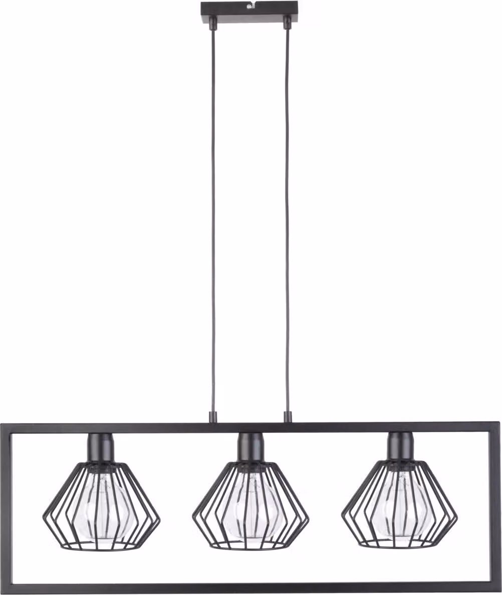 Lampada a sospensione Saga nera 3xE27x15W in metallo, dimensioni: 90x76x13 cm, IP20, Sigma Lighting