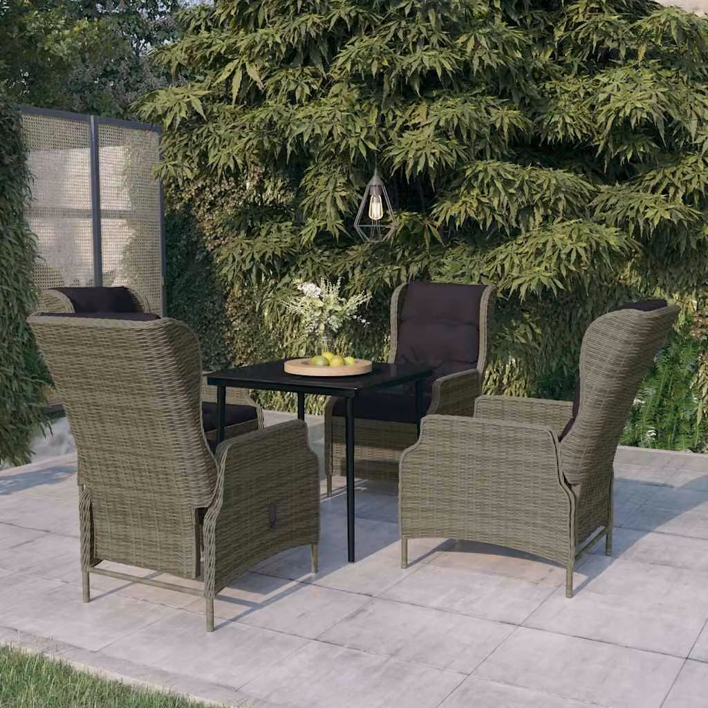 Set da pranzo da giardino moderno vidaXL in metallo e vetro marrone e nero