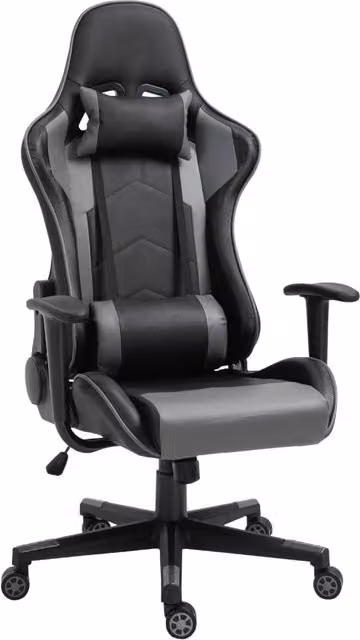 Sedia da ufficio ergonomica, sedia da gaming, sedia girevole realizzata in similpelle e schiuma, nera, 67,5x74x126-136 cm, per lavorare e giocare