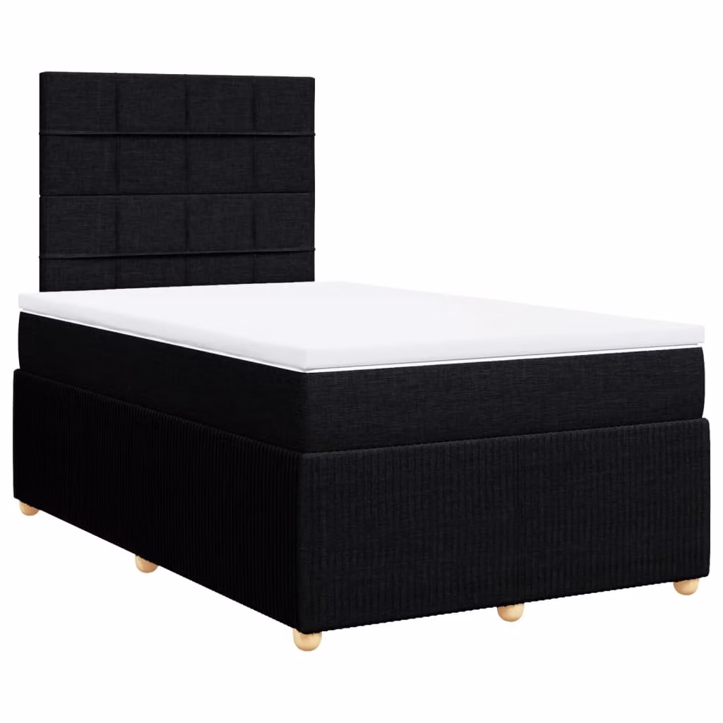 Giroletto a Molle con Materasso Nero 120x190 cm in Tessuto