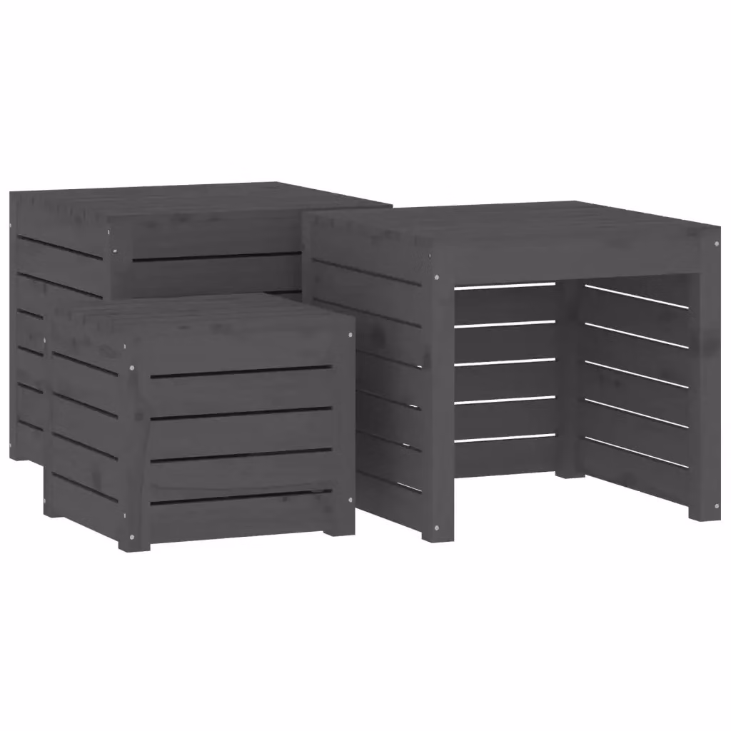 Set di 3 cassette da giardino vidaXL in legno massello di pino grigio stile rustico – 2