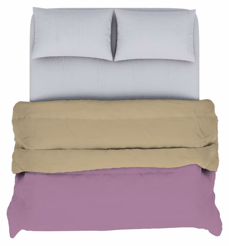 Coperta invernale reversibile, color lilla/crema, dimensioni 250x200 cm