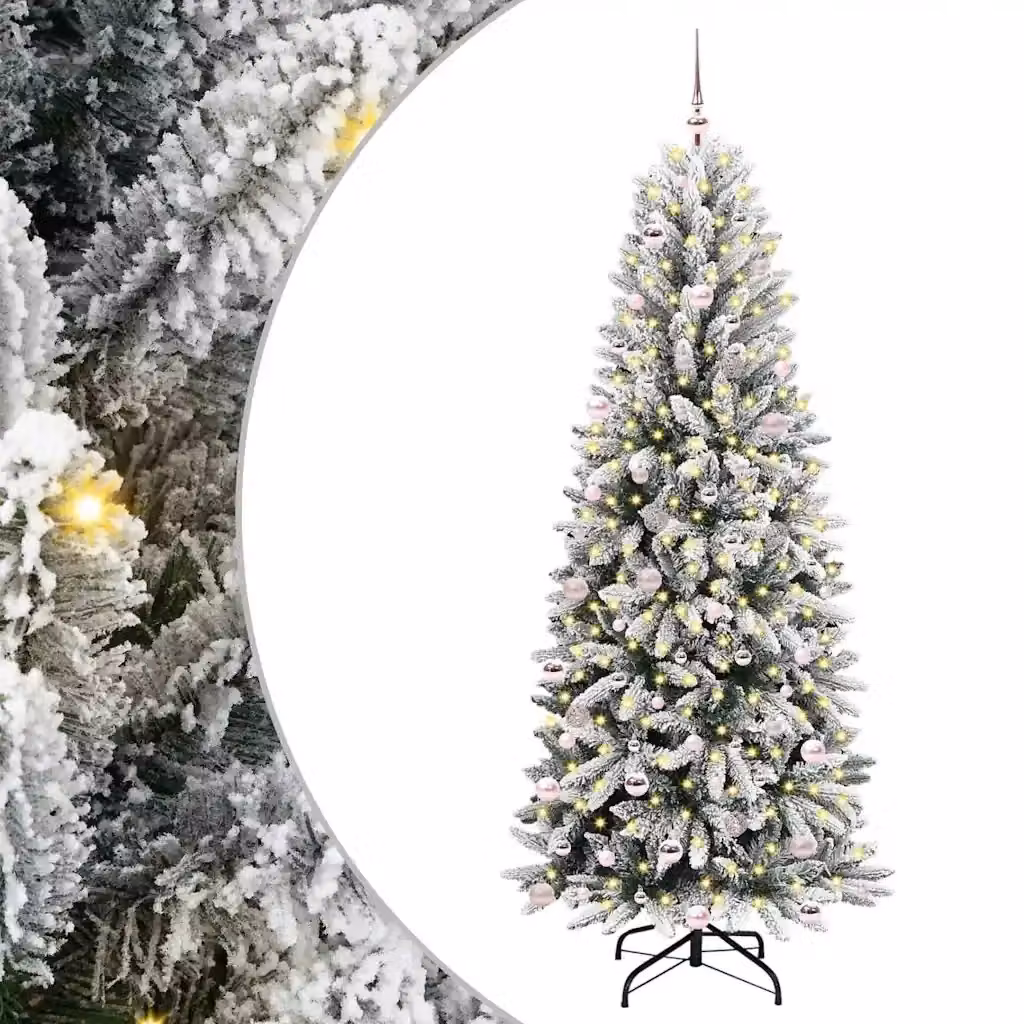 Albero di Natale artificiale moderno vidaXL bianco con luci LED bianco caldo Altezza: 240 cm – 2