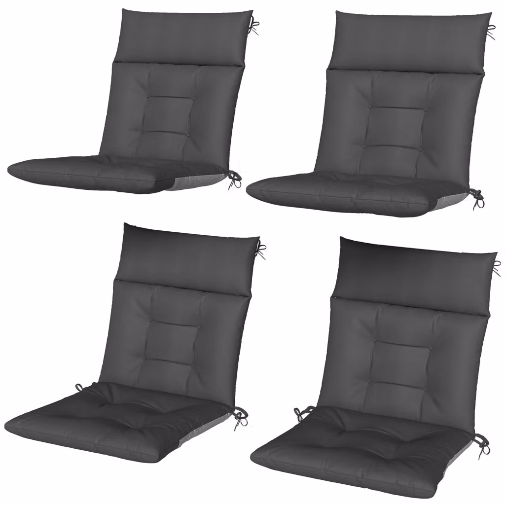 Set di 4 cuscini per sedie da giardino Xylo impermeabili e antiscivolo con lacci, colore grigio scuro, L 112 cm x P 53 cm – 2