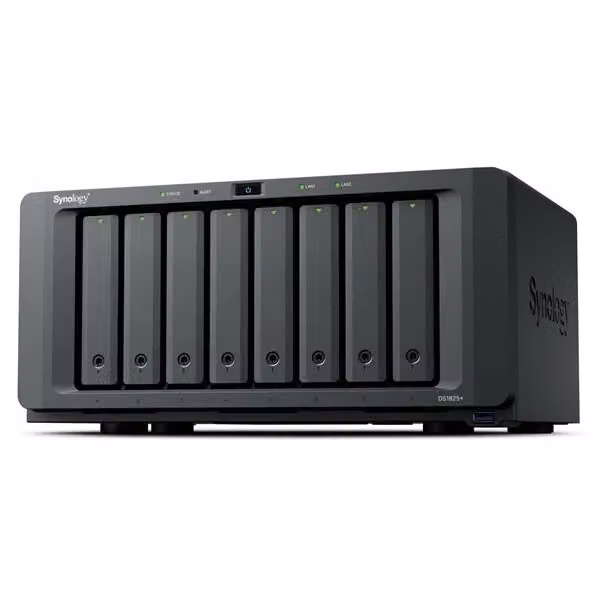 NAS Synology DS1825+ con processore AMD Ryzen V1500B, 8 alloggiamenti per HDD/SSD 3.5/2.5 SATA/M.2, 8 GB DDR4, nero – 2