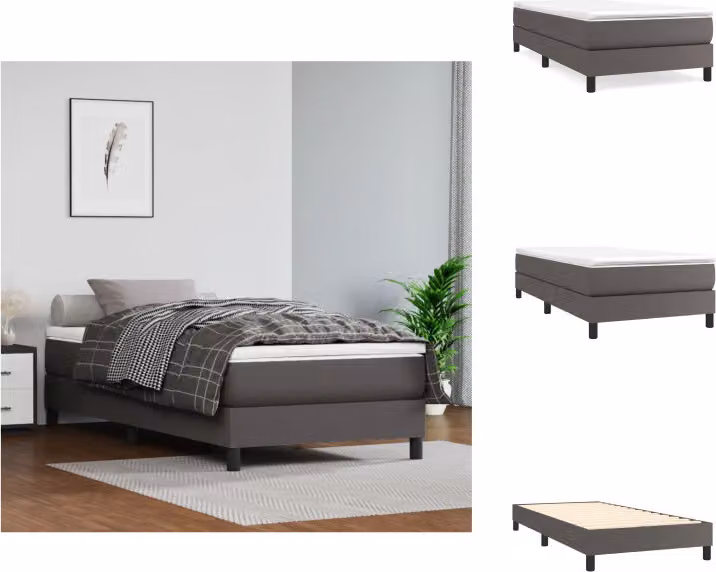 vidaXL Letto a molle insacchettate grigio 100x200 cm in Pelle finta - Letti e strutture letto