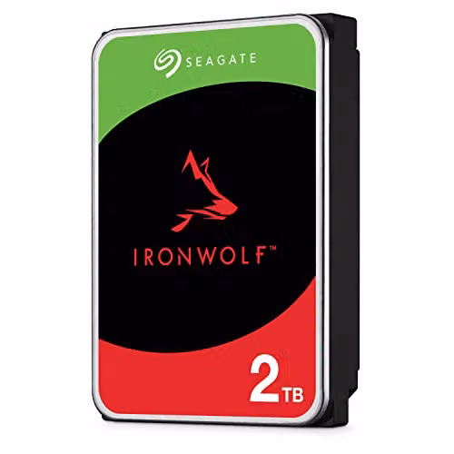 Seagate IronWolf, 2 TB, Disk Interno NAS, SATA da 6 Gbit/s, CMR 3,5", 5900 giri/min, cache 256 MB, NAS RAID, 3 anni Rescue Services (ST2000VN003)
