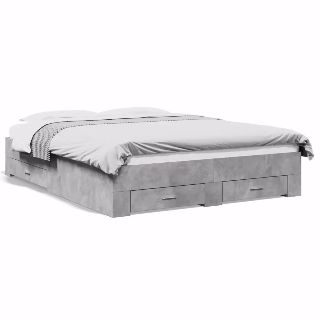 vidaXL Giroletto con Cassetti in Legno Multistrato Grigio, 160 x 200 cm – 2