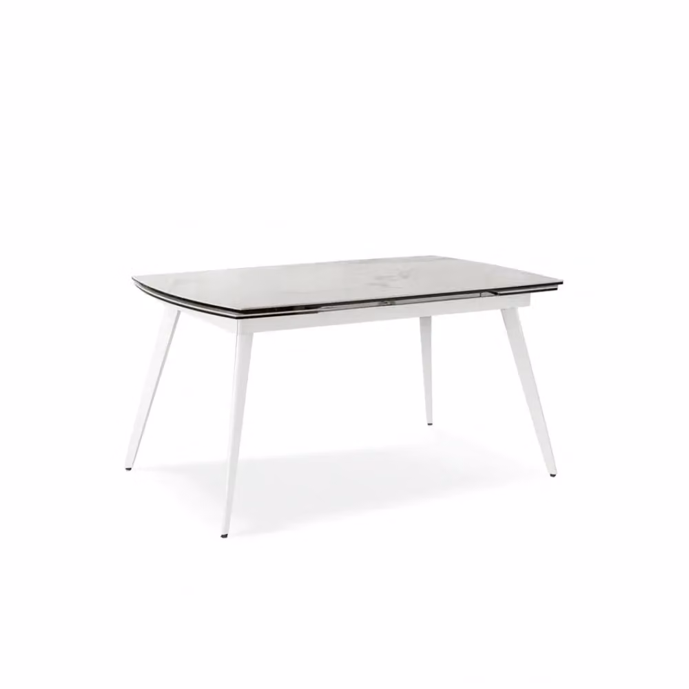 Tavolo da pranzo allungabile George Duzzle in ceramica effetto marmo bianco e grigio, design moderno rettangolare – 2