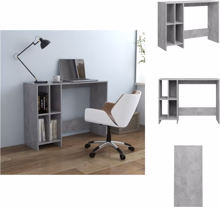 vidaXL Scrivania per computer grigio cemento 102,5x35x75 cm in legno - Scrivanie