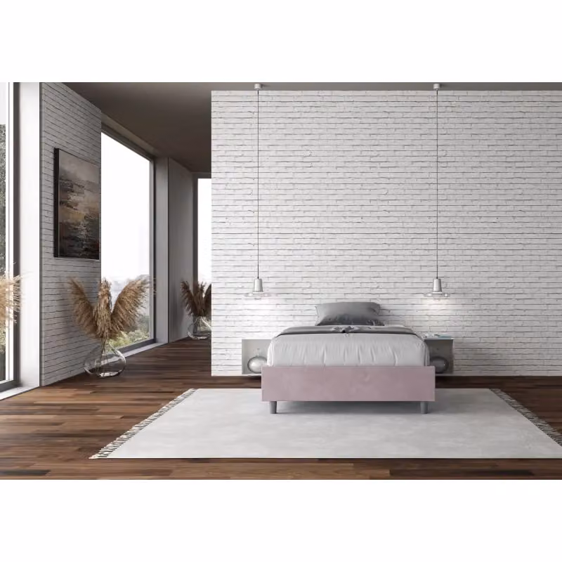 Letto Sommier Matrimoniale Francese Azelia Ityhome con Contenitore in Microfibra Glicine L: 140 cm, P: 210 cm – 2
