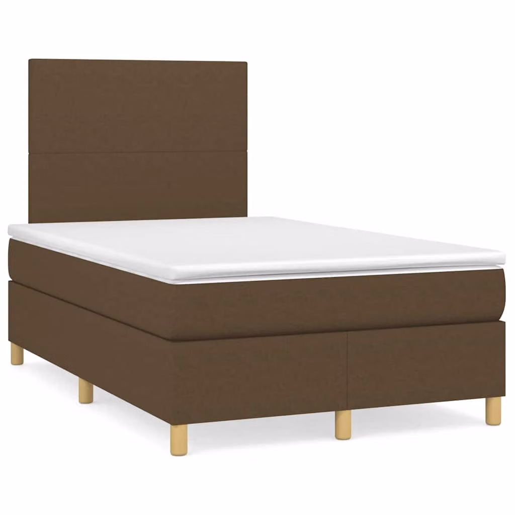 Letto a molle con materasso e illuminazione LED vidaXL in tessuto marrone scuro L/P/H: 120 x 200 x 123 cm