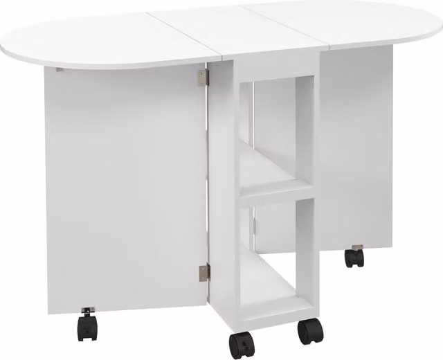 Tavolo da pranzo pieghevole Minimal con ruote e ripiani bianco L: 120 cm, P: 60 cm, H: 77 cm