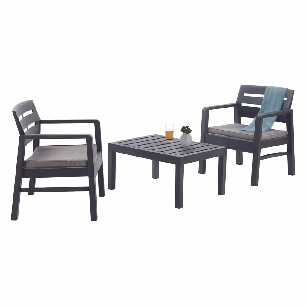 Set Salotto da Esterno Alfio DMORA a 2 Posti, Nero Antracite Opaco – 2