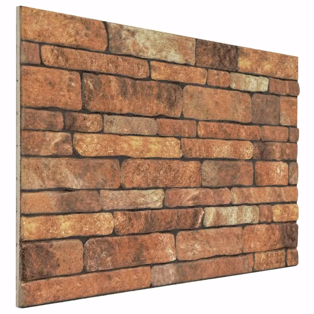 Set di 10 pannelli da parete autoadesivi con design geometrico in polistirene, colore marrone e bianco, L: 100 cm x H: 50 cm, modello CFW3855999 – 2