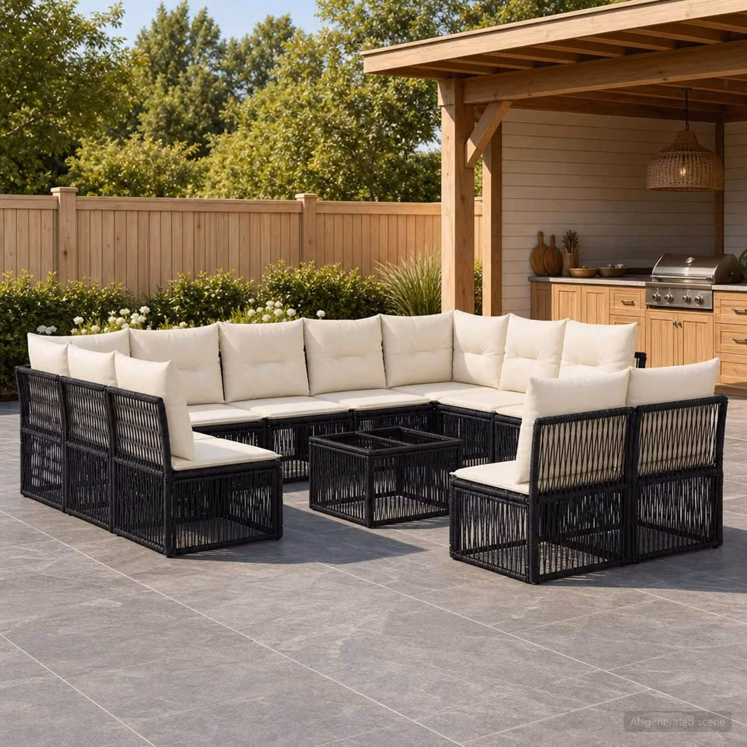 Maison Exclusive - Set di divani da giardino, 12 pezzi, in rattan sintetico nero