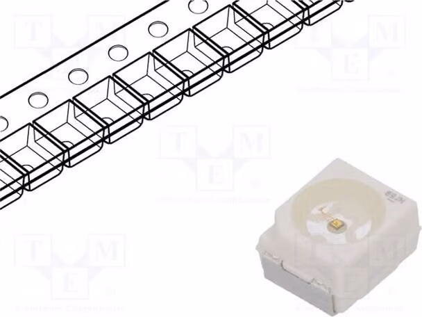 2 LED blu SMD 3528, PLCC2, 100÷200 mlm, 22,4÷56 mcd, 3,4x3x2,1 mm, tipo LB, codice T673-M2P1-25. LED