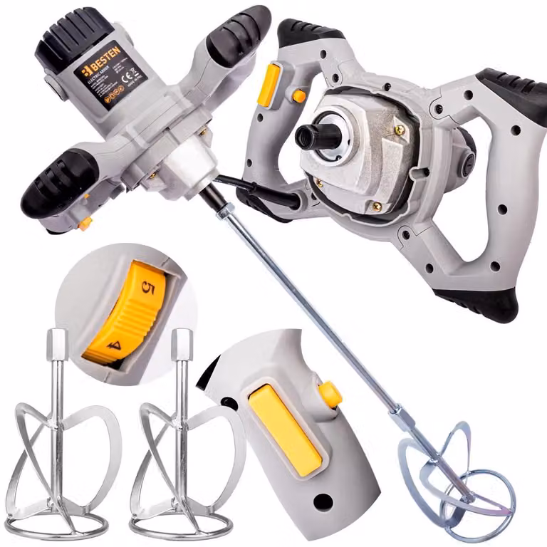 Miscelatore per colla, calcestruzzo, malta, gesso, elettrico, betoniera 1400 W + 2 agitatori