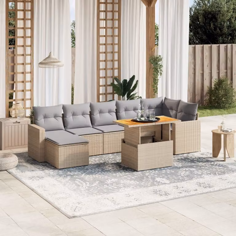 Maison Exclusive - Set Divano da Giardino 8 pz con Cuscini Beige Misto Polyrattan