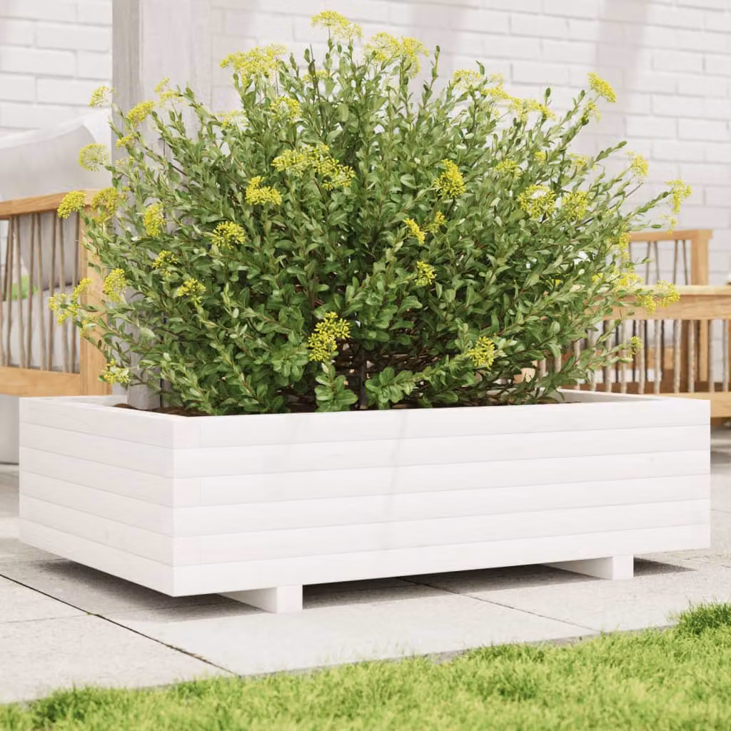 Fioriera da giardino vidaXL in legno di pino bianco L: 90 cm, P: 60 cm, H: 26,5 cm