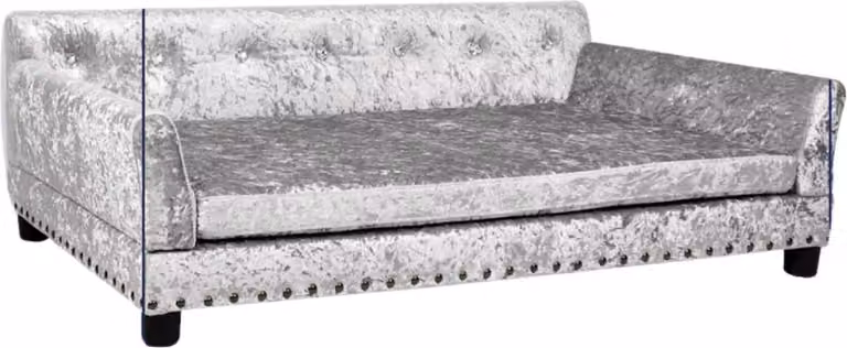 Happiq Divano per cani Princesso Grandiose – 120 cm – Divano per cani con piedini – Comodo lettino per cani con cuscino rimovibile – Moderno e morbido – Grigio