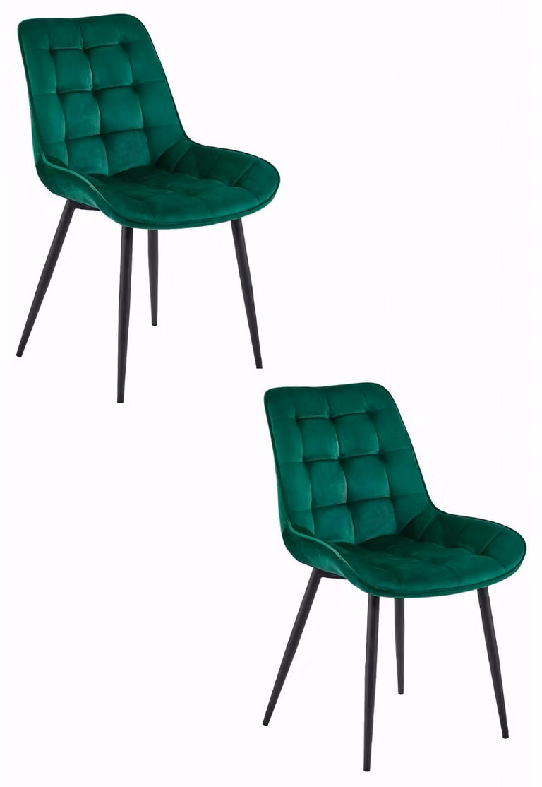 Set di 2 sedie Bera in velluto verde scuro e gambe nere
